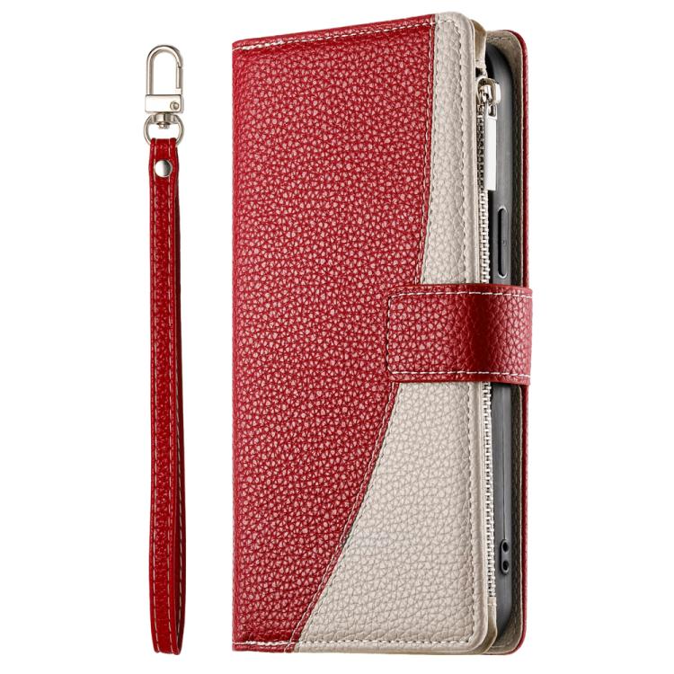 For iPhone Air Stitching Multi-card Zipper Wallet Leather Phone Case with Short Strap(Red) - iPhone Air Cases by buy2fix | Online Shopping UK | buy2fix