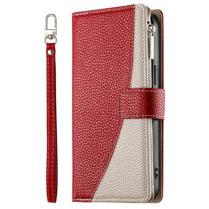 For iPhone Air Stitching Multi-card Zipper Wallet Leather Phone Case with Short Strap(Red) - iPhone Air Cases by buy2fix | Online Shopping UK | buy2fix
