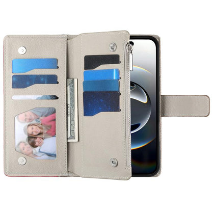 For iPhone Air Stitching Multi-card Zipper Wallet Leather Phone Case with Short Strap(Red) - iPhone Air Cases by buy2fix | Online Shopping UK | buy2fix