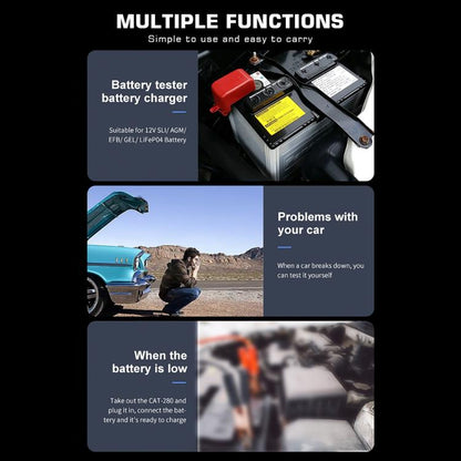 CAT-280 2 in 1 Car Battery Charger & Color Screen Battery Tester, US Plug - Electronic Test by buy2fix | Online Shopping UK | buy2fix
