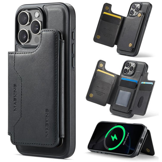For iPhone 16 Pro Max DG.MING MAGKING-K3 Series MagSafe RFID Card Bag Detachable Phone Case(Black) - iPhone 16 Pro Max Cases by DG.MING | Online Shopping UK | buy2fix