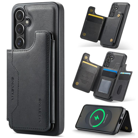 For Samsung Galaxy S25+ 5G MAGKING K3 Series MagSafe RFID Card Bag Detachable Phone Case(Black)
