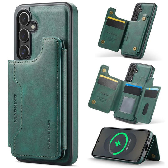 For Samsung Galaxy S25+ 5G MAGKING K3 Series MagSafe RFID Card Bag Detachable Phone Case(Green)