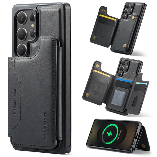 For Samsung Galaxy S25 Ultra 5G MAGKING K3 Series MagSafe RFID Card Bag Detachable Phone Case(Black)