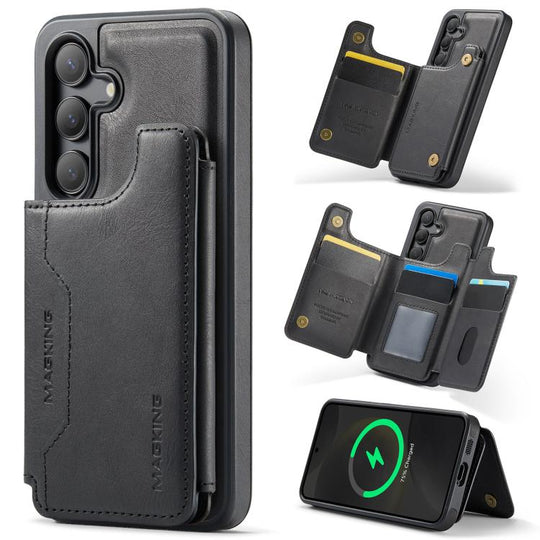 For Samsung Galaxy S24 5G MAGKING K3 Series MagSafe RFID Card Bag Detachable Phone Case(Black)