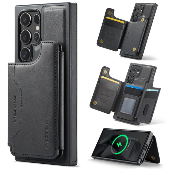 For Samsung Galaxy S24 Ultra 5G MAGKING K3 Series MagSafe RFID Card Bag Detachable Phone Case(Black)