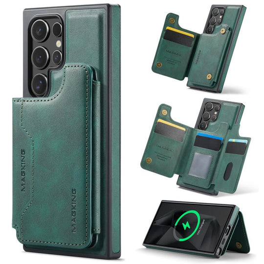 For Samsung Galaxy S24 Ultra 5G MAGKING K3 Series MagSafe RFID Card Bag Detachable Phone Case(Green)