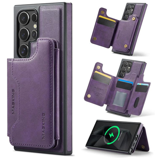 For Samsung Galaxy S24 Ultra 5G MAGKING K3 Series MagSafe RFID Card Bag Detachable Phone Case(Purple)