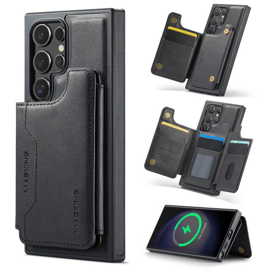 For Samsung Galaxy S23 Ultra 5G MAGKING K3 Series MagSafe RFID Card Bag Detachable Phone Case(Black)
