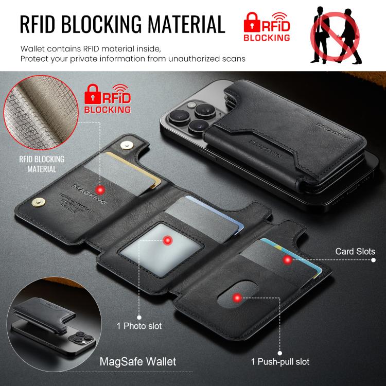 MAGKING K3 Series MagSafe RFID Card Bag(Black) - Adhesive Card Holders by MAGKING | Online Shopping UK | buy2fix