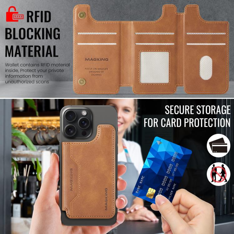 MAGKING K3 Series MagSafe RFID Card Bag(Brown) - Adhesive Card Holders by MAGKING | Online Shopping UK | buy2fix