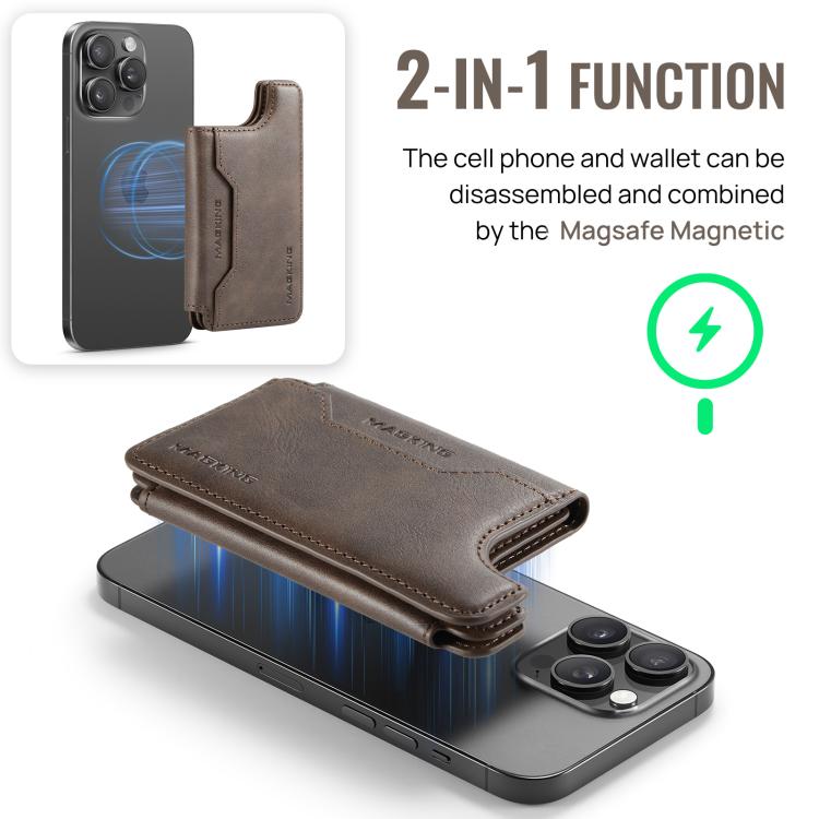 MAGKING K3 Series MagSafe RFID Card Bag(Coffee) - Adhesive Card Holders by MAGKING | Online Shopping UK | buy2fix