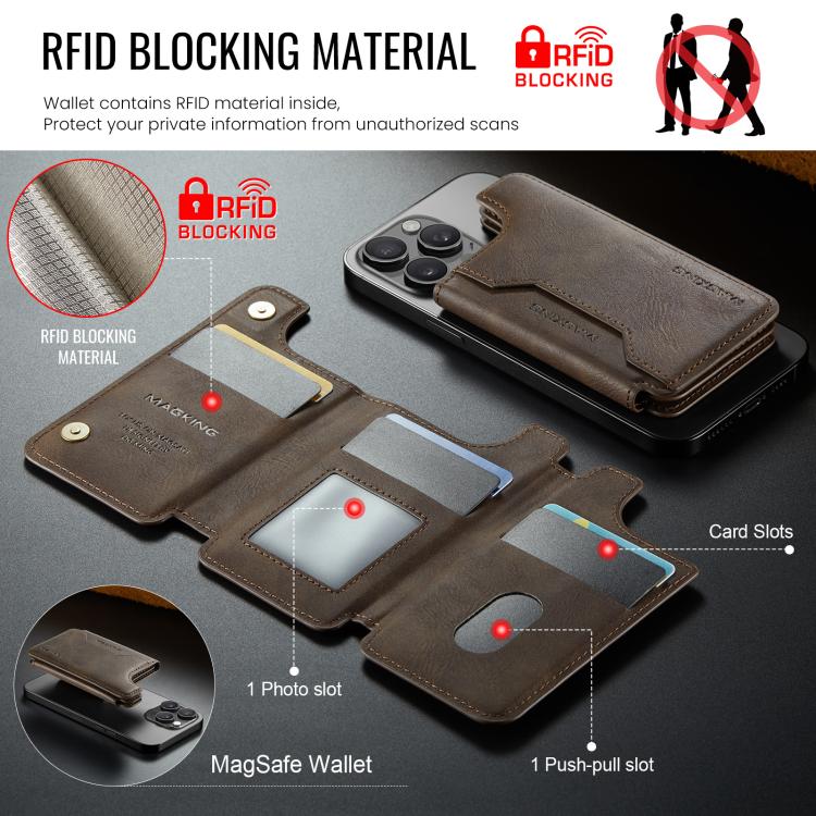 MAGKING K3 Series MagSafe RFID Card Bag(Coffee) - Adhesive Card Holders by MAGKING | Online Shopping UK | buy2fix