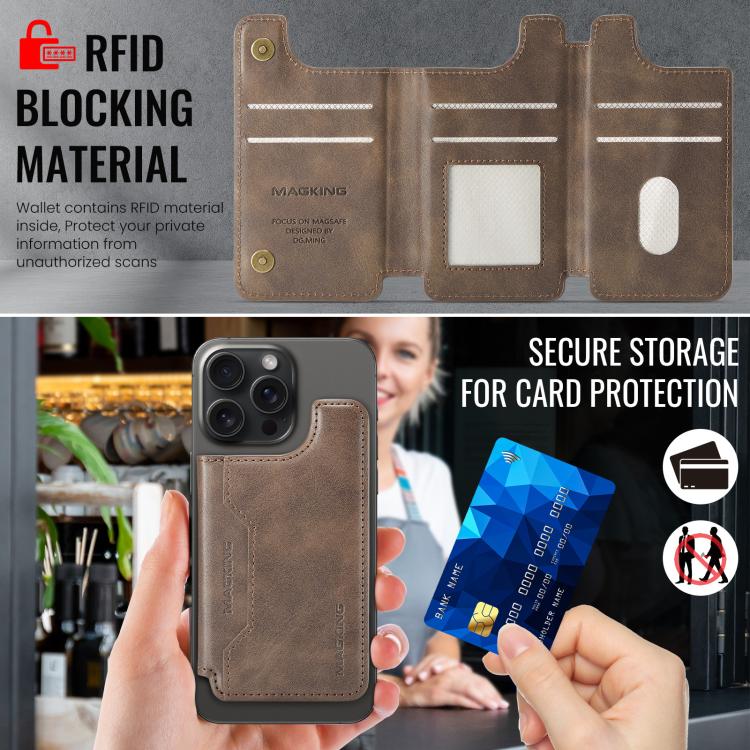 MAGKING K3 Series MagSafe RFID Card Bag(Coffee) - Adhesive Card Holders by MAGKING | Online Shopping UK | buy2fix