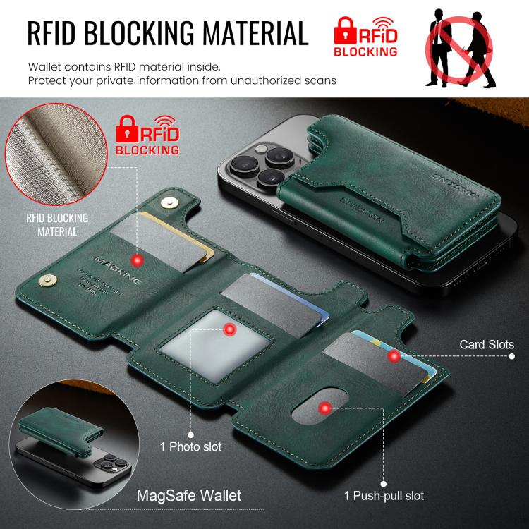 MAGKING K3 Series MagSafe RFID Card Bag(Green) - Adhesive Card Holders by MAGKING | Online Shopping UK | buy2fix