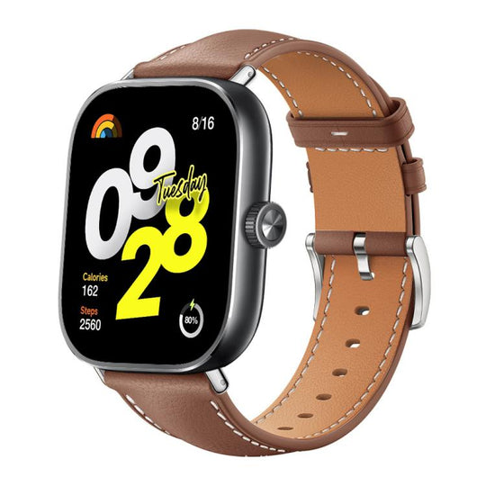 For Xiaomi Band 10 Pro / 9 Pro / Redmi Watch 6 xDfind Flat Head Black Shark Fine Grain Leather Watch Band(Coffee)