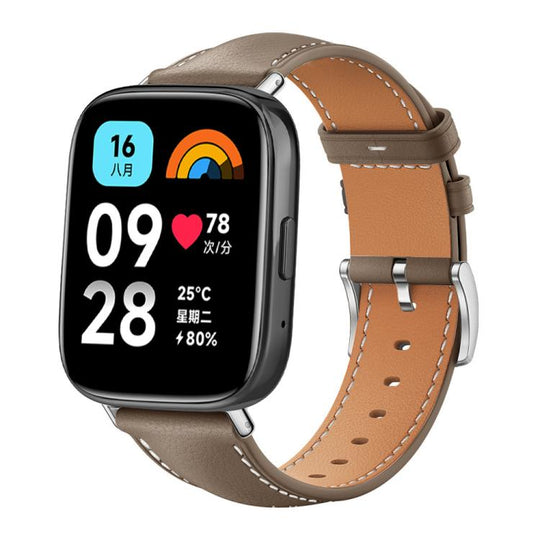 For Redmi Watch 3 Active / Lite 20mm xDfind Flat Head Black Shark Fine Grain Leather Watch Band(Brown)