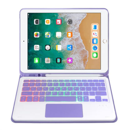 For iPad 9.7 2018 / 2017 / Pro 9.7 A07B-AS Backlight Bluetooth Touch Keyboard Leather Tablet Case with Pen Slot(Purple) - For iPad Pro by buy2fix | Online Shopping UK | buy2fix