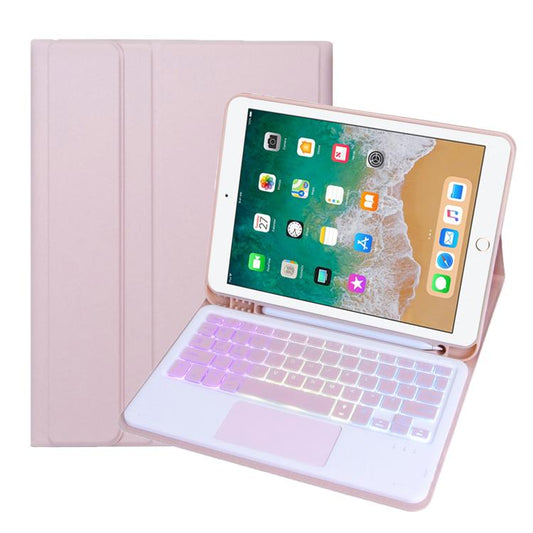 For iPad 9.7 2018 / 2017 / Pro 9.7 A07B-AS Backlight Bluetooth Touch Keyboard Leather Tablet Case with Pen Slot(Pink) - For iPad Pro by buy2fix | Online Shopping UK | buy2fix