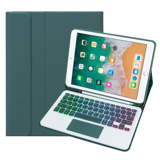 For iPad 9.7 2018 / 2017 / Pro 9.7 A07B-AS Backlight Bluetooth Touch Keyboard Leather Tablet Case with Pen Slot(Dark Green) - For iPad Pro by buy2fix | Online Shopping UK | buy2fix