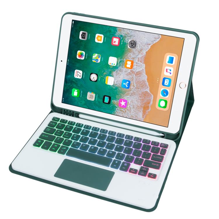 For iPad 9.7 2018 / 2017 / Pro 9.7 A07B-AS Backlight Bluetooth Touch Keyboard Leather Tablet Case with Pen Slot(Dark Green) - For iPad Pro by buy2fix | Online Shopping UK | buy2fix