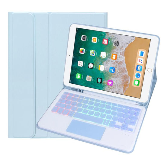 For iPad 9.7 2018 / 2017 / Pro 9.7 A07B-AS Backlight Bluetooth Touch Keyboard Leather Tablet Case with Pen Slot(Blue) - For iPad Pro by buy2fix | Online Shopping UK | buy2fix