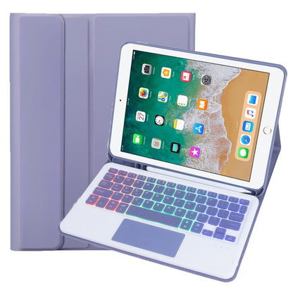 For iPad 9.7 2018 / 2017 / Pro 9.7 A07B-AS Backlight Bluetooth Touch Keyboard Leather Tablet Case with Pen Slot(Dark Purple) - For iPad Pro by buy2fix | Online Shopping UK | buy2fix