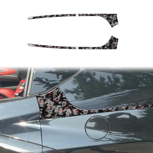 4pcs/Set Forged Gold Foil Carbon Fiber Car Rear Sides Decorative Sticker for Chevrolet Corvette C8 2020-, Left and Right Driver(Red) - Car Interior Mouldings by buy2fix | Online Shopping UK | buy2fix