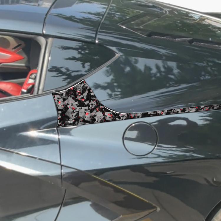 4pcs/Set Forged Gold Foil Carbon Fiber Car Rear Sides Decorative Sticker for Chevrolet Corvette C8 2020-, Left and Right Driver(Red) - Car Interior Mouldings by buy2fix | Online Shopping UK | buy2fix