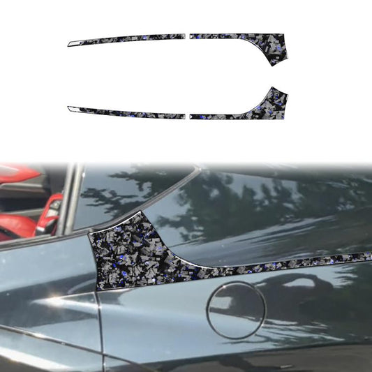 4pcs/Set Forged Gold Foil Carbon Fiber Car Rear Sides Decorative Sticker for Chevrolet Corvette C8 2020-, Left and Right Driver(Blue) - Car Interior Mouldings by buy2fix | Online Shopping UK | buy2fix