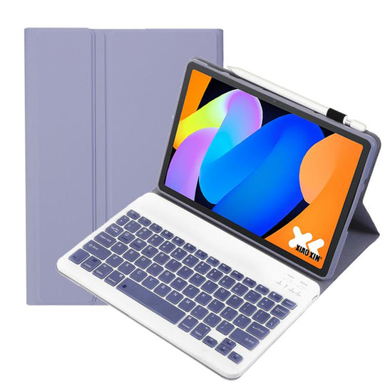 For Lenovo Xiaoxin Pad 11 inch 2025 AM31 Ultra-thin Detachable Bluetooth Keyboard Leather Tablet Case(Lavender White)