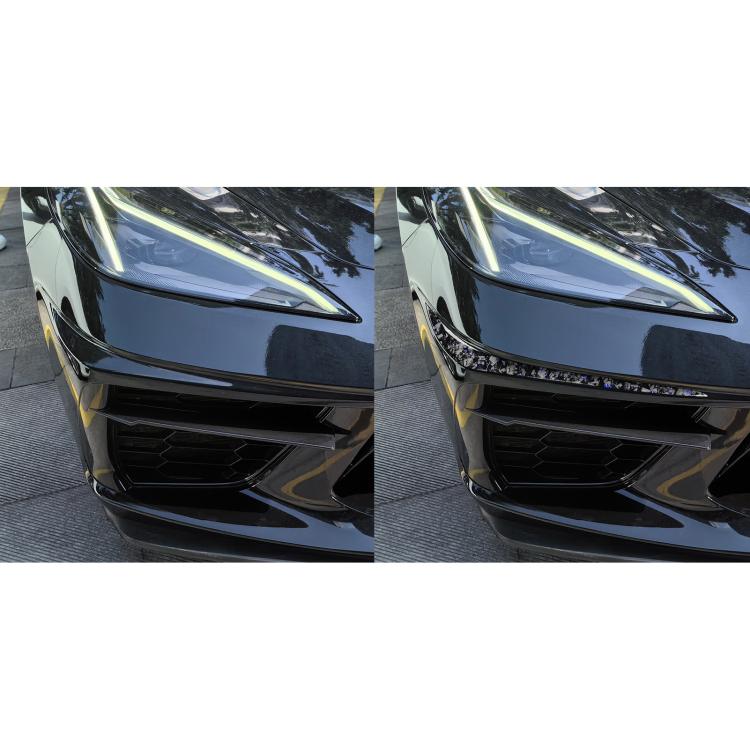 2pcs/Set Forged Gold Foil Carbon Fiber Car Bumper Corner Decorative Sticker for Chevrolet Corvette C8 2020-, Left and Right Driver(Blue) - Car Interior Mouldings by buy2fix | Online Shopping UK | buy2fix