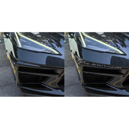 2pcs/Set Forged Gold Foil Carbon Fiber Car Bumper Corner Decorative Sticker for Chevrolet Corvette C8 2020-, Left and Right Driver(Blue) - Car Interior Mouldings by buy2fix | Online Shopping UK | buy2fix