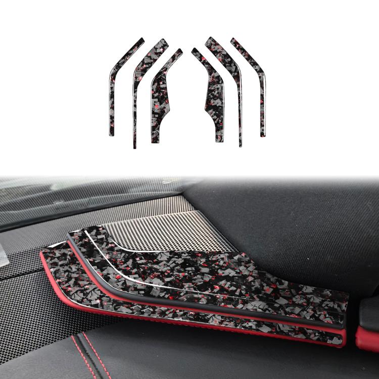 6pcs/Set Forged Gold Foil Carbon Fiber Car Inside A-pillar Horn Decorative Sticker for Chevrolet Corvette C8 2020-, Left and Right Driver(Red) - Car Interior Mouldings by buy2fix | Online Shopping UK | buy2fix