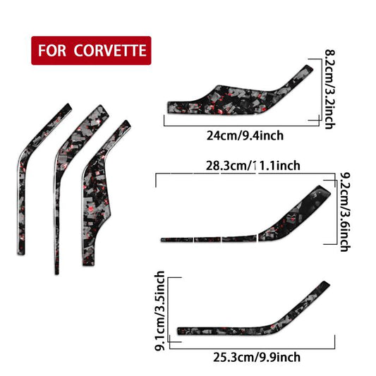 6pcs/Set Forged Gold Foil Carbon Fiber Car Inside A-pillar Horn Decorative Sticker for Chevrolet Corvette C8 2020-, Left and Right Driver(Red) - Car Interior Mouldings by buy2fix | Online Shopping UK | buy2fix