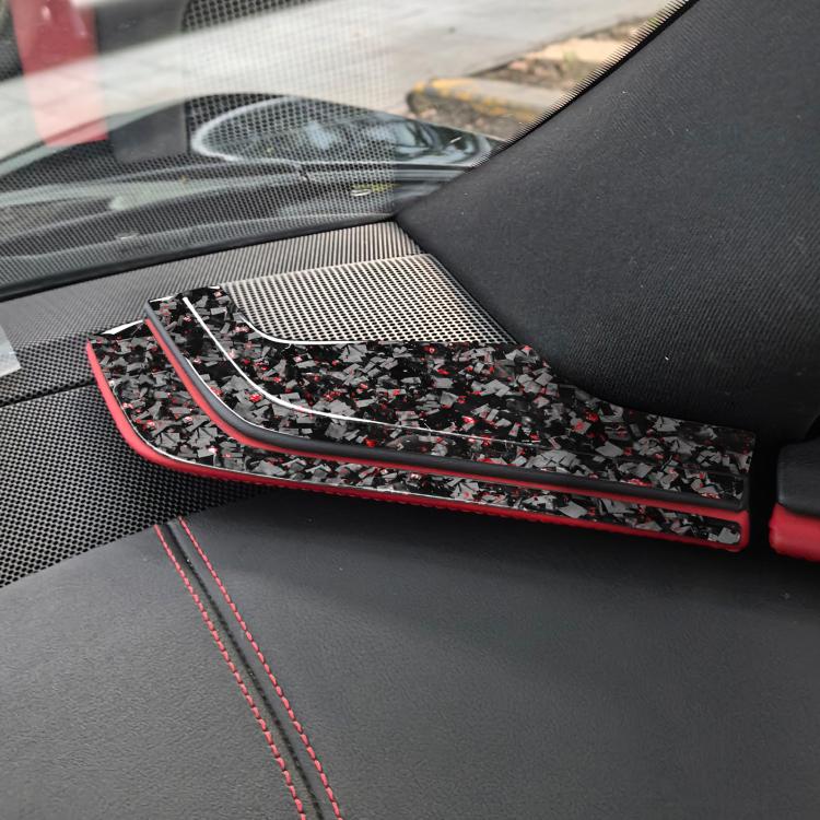 6pcs/Set Forged Gold Foil Carbon Fiber Car Inside A-pillar Horn Decorative Sticker for Chevrolet Corvette C8 2020-, Left and Right Driver(Red) - Car Interior Mouldings by buy2fix | Online Shopping UK | buy2fix