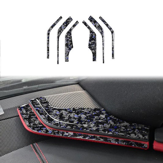 6pcs/Set Forged Gold Foil Carbon Fiber Car Inside A-pillar Horn Decorative Sticker for Chevrolet Corvette C8 2020-, Left and Right Driver(Blue) - Car Interior Mouldings by buy2fix | Online Shopping UK | buy2fix