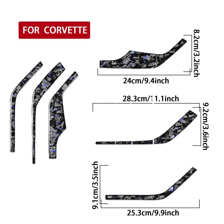 6pcs/Set Forged Gold Foil Carbon Fiber Car Inside A-pillar Horn Decorative Sticker for Chevrolet Corvette C8 2020-, Left and Right Driver(Blue) - Car Interior Mouldings by buy2fix | Online Shopping UK | buy2fix