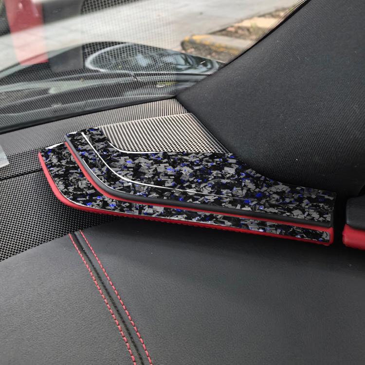 6pcs/Set Forged Gold Foil Carbon Fiber Car Inside A-pillar Horn Decorative Sticker for Chevrolet Corvette C8 2020-, Left and Right Driver(Blue) - Car Interior Mouldings by buy2fix | Online Shopping UK | buy2fix
