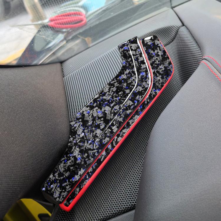 6pcs/Set Forged Gold Foil Carbon Fiber Car Inside A-pillar Horn Decorative Sticker for Chevrolet Corvette C8 2020-, Left and Right Driver(Blue) - Car Interior Mouldings by buy2fix | Online Shopping UK | buy2fix