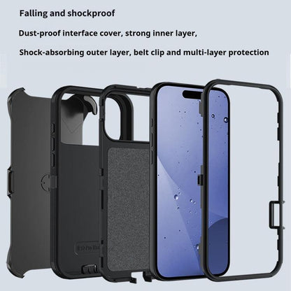 For iPhone 17 Pro Max Kalebol Shockproof PC Hybrid TPU Phone Case with Back Clip(Black) - iPhone 17 Pro Max Cases by Kalebol | Online Shopping UK | buy2fix