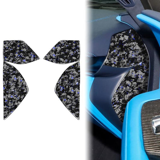 4pcs/Set Forged Gold Foil Carbon Fiber Car Front Slot Decorative Sticker for Chevrolet Corvette C8 2020-, Left and Right Driver(Blue) - Car Interior Mouldings by buy2fix | Online Shopping UK | buy2fix
