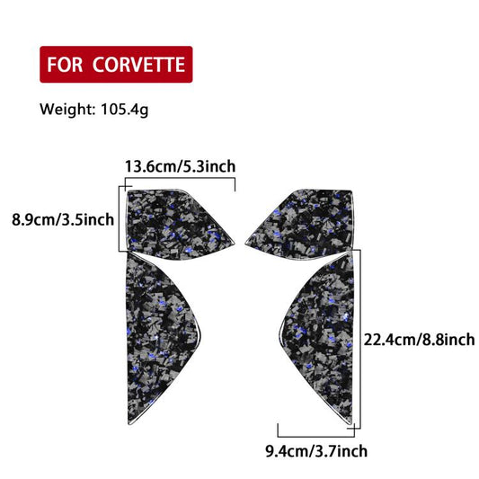 4pcs/Set Forged Gold Foil Carbon Fiber Car Front Slot Decorative Sticker for Chevrolet Corvette C8 2020-, Left and Right Driver(Blue) - Car Interior Mouldings by buy2fix | Online Shopping UK | buy2fix