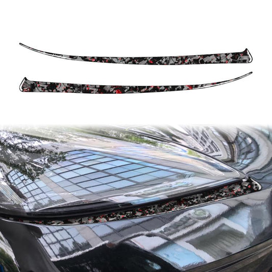 2pcs/Set Forged Gold Foil Carbon Fiber Car Front Light Below Decorative Sticker for Chevrolet Corvette C8 2020-, Left and Right Driver(Red) - Car Interior Mouldings by buy2fix | Online Shopping UK | buy2fix