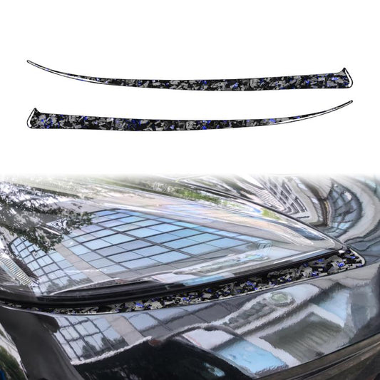 2pcs/Set Forged Gold Foil Carbon Fiber Car Front Light Below Decorative Sticker for Chevrolet Corvette C8 2020-, Left and Right Driver(Blue) - Car Interior Mouldings by buy2fix | Online Shopping UK | buy2fix