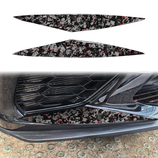 2pcs/Set Forged Gold Foil Carbon Fiber Car Front Bumper Sides Decorative Sticker for Chevrolet Corvette C8 2020-, Left and Right Driver(Red) - Car Interior Mouldings by buy2fix | Online Shopping UK | buy2fix