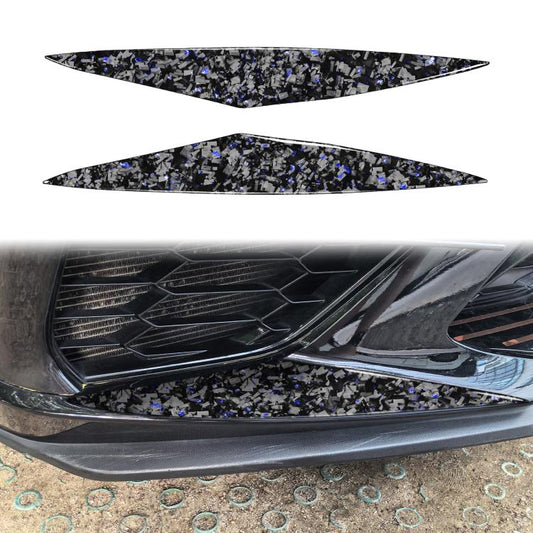 2pcs/Set Forged Gold Foil Carbon Fiber Car Front Bumper Sides Decorative Sticker for Chevrolet Corvette C8 2020-, Left and Right Driver(Blue) - Car Interior Mouldings by buy2fix | Online Shopping UK | buy2fix