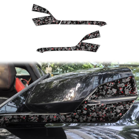 4pcs/Set Forged Gold Foil Carbon Fiber Car Rearview Mirror Decorative Sticker for Chevrolet Corvette C8 2020-, Left Driver(Red) - Car Interior Mouldings by buy2fix | Online Shopping UK | buy2fix