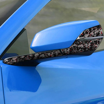 4pcs/Set Forged Gold Foil Carbon Fiber Car Rearview Mirror Decorative Sticker for Chevrolet Corvette C8 2020-, Right Driver(Red) - Car Interior Mouldings by buy2fix | Online Shopping UK | buy2fix