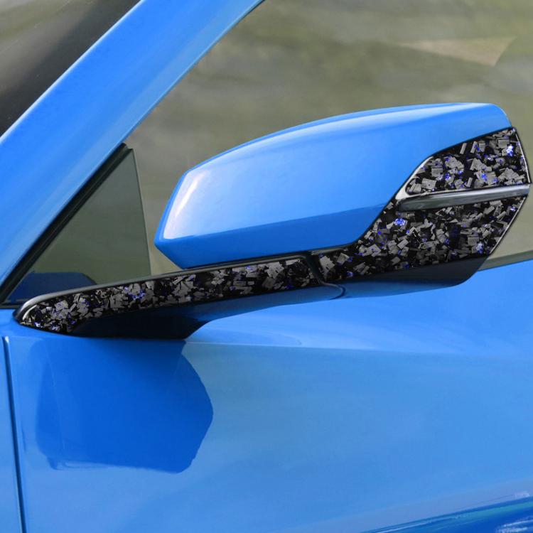 4pcs/Set Forged Gold Foil Carbon Fiber Car Rearview Mirror Decorative Sticker for Chevrolet Corvette C8 2020-, Right Driver(Blue) - Car Interior Mouldings by buy2fix | Online Shopping UK | buy2fix